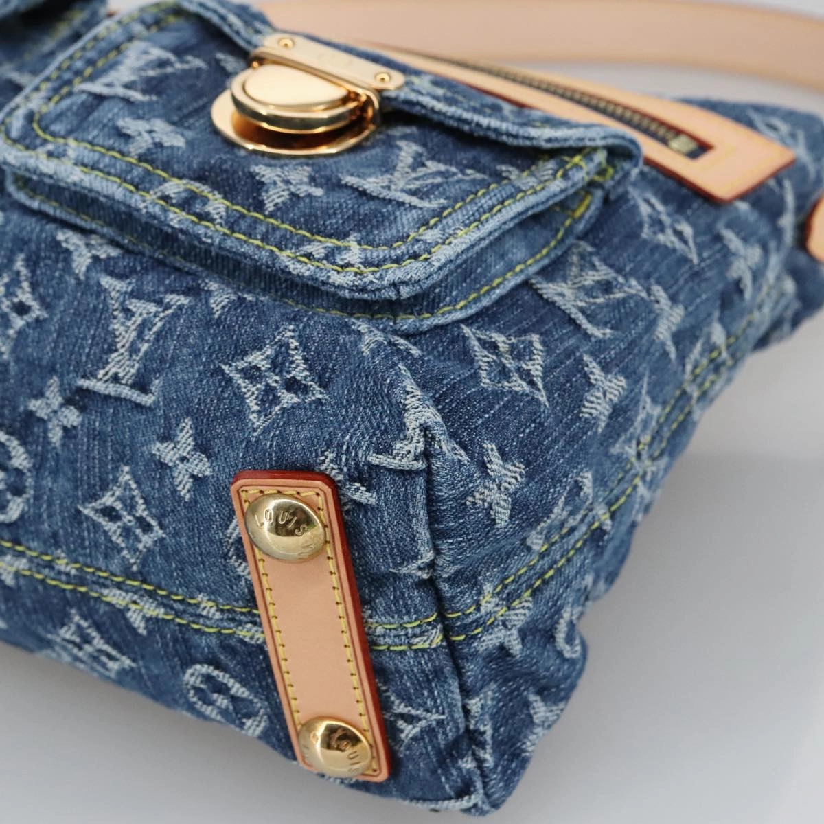 LOUIS VUITTON Monogram denim Buggy PM Shoulder Bag Blue M95049 LV yk16138S