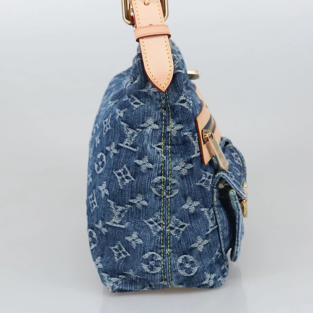 LOUIS VUITTON Monogram denim Buggy PM Shoulder Bag Blue M95049 LV yk16138S