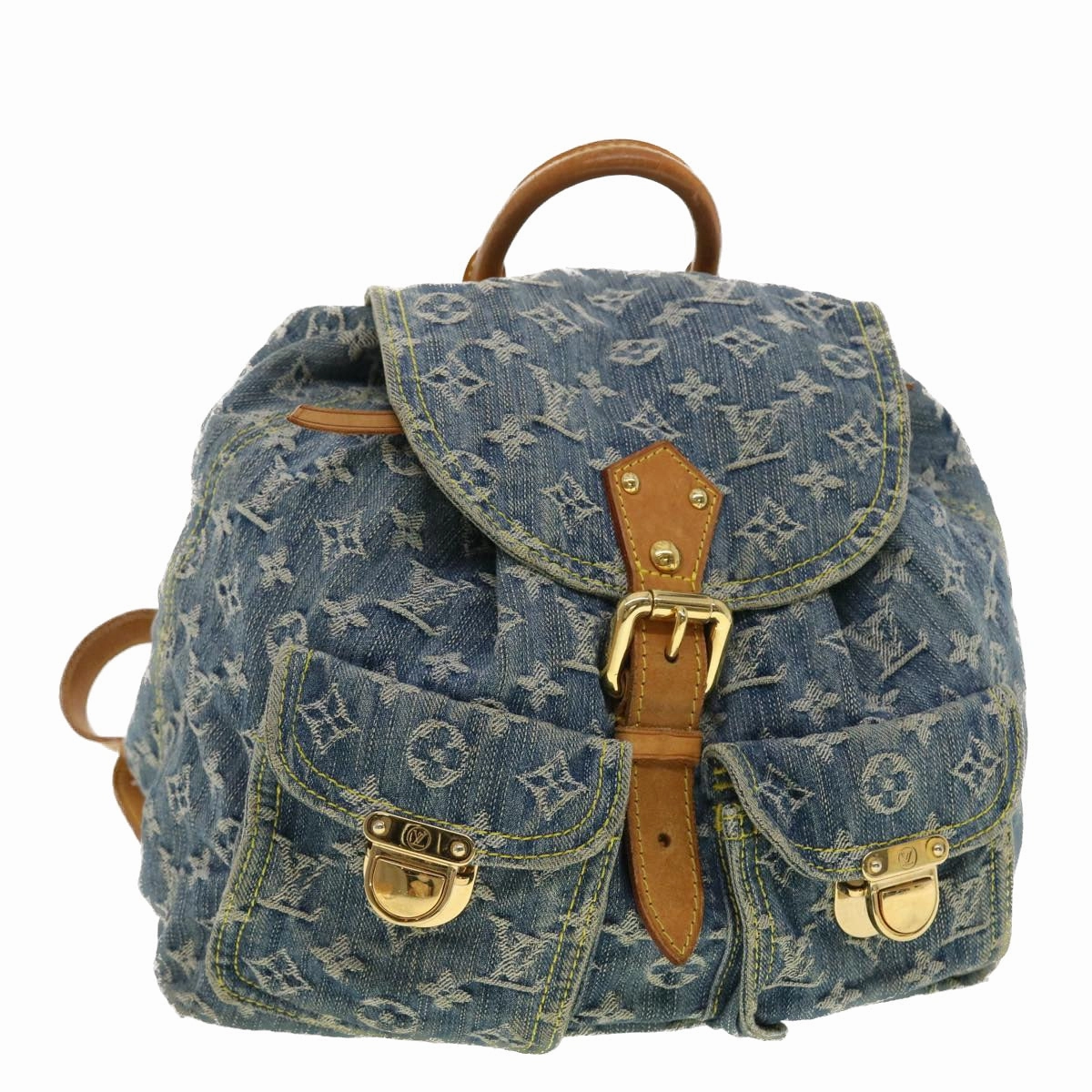 LOUIS VUITTON Monogram Denim Sac A Dos GM Backpack Blue M95056 LV 30454A