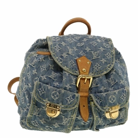 LOUIS VUITTON Monogram Denim Sac A Dos GM Backpack Blue M95056 LV 30454A