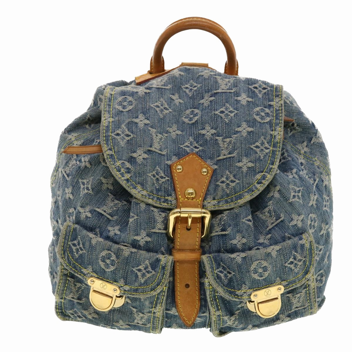 LOUIS VUITTON Monogram Denim Sac A Dos GM Backpack Blue M95056 LV 30454A