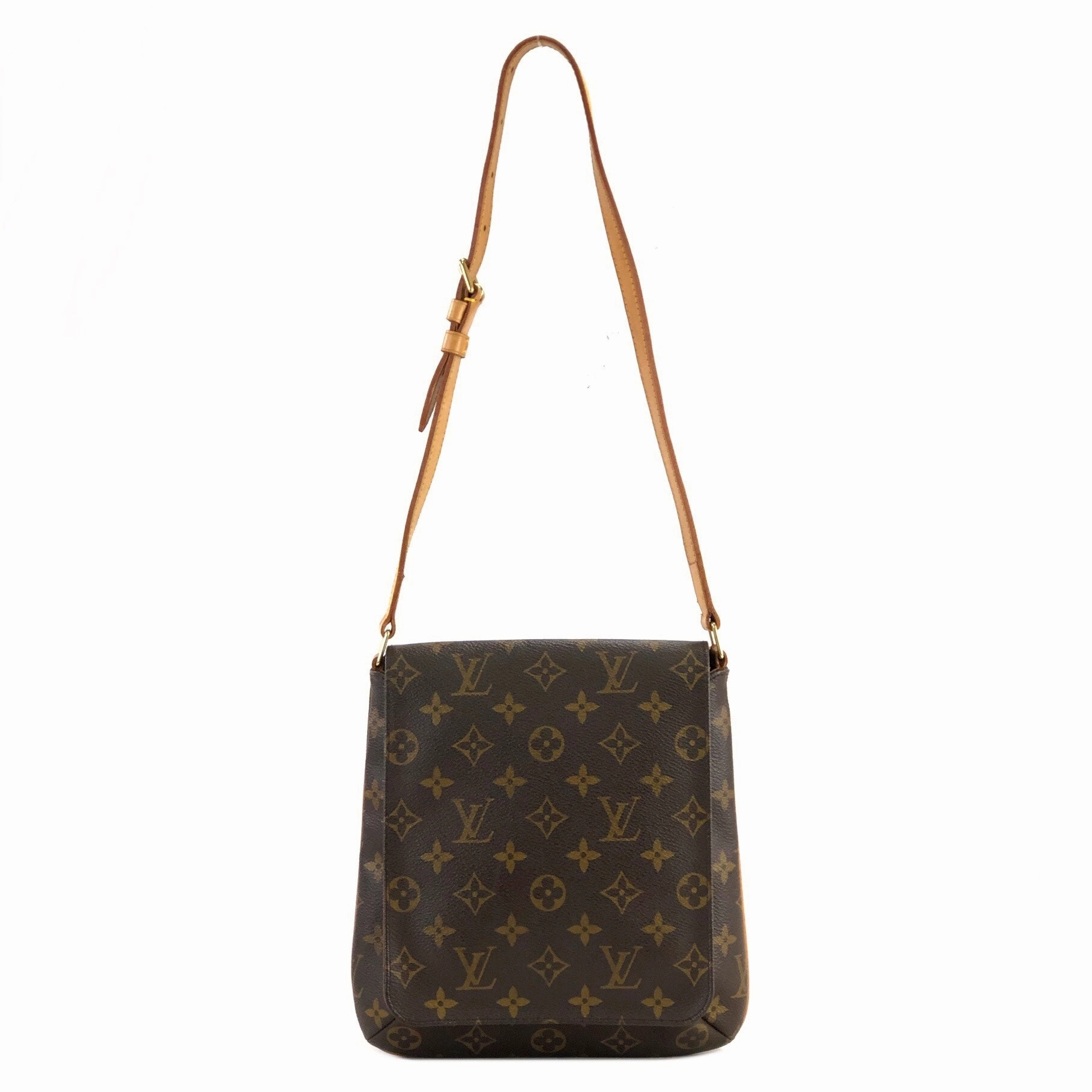 LOUIS VUITTON Monogram Flap M51258 Shoulder Bag Brown Vintage Old aupwug