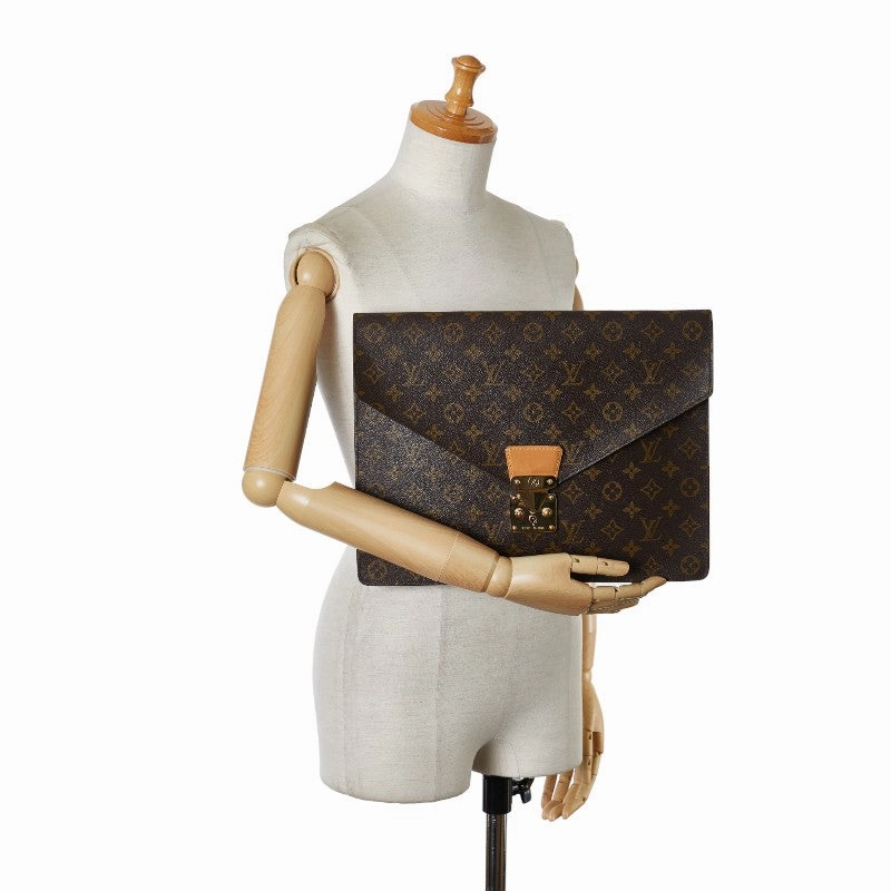 Louis Vuitton Monogram Porte Document Senator Business Bag Backpack M53335 Brown PVC Leather Mens LOUIS VUITTON