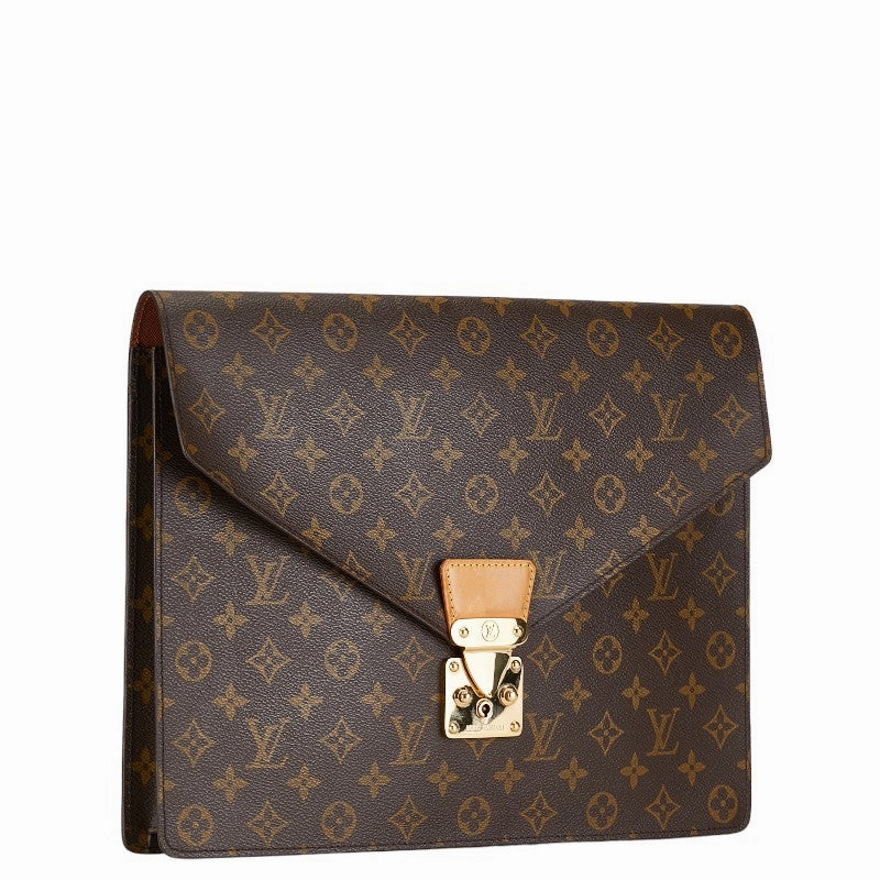 Louis Vuitton Monogram Porte Document Senator Business Bag Backpack M53335 Brown PVC Leather Mens LOUIS VUITTON