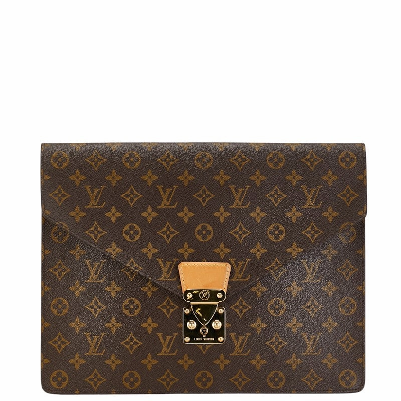 Louis Vuitton Monogram Porte Document Senator Business Bag Backpack M53335 Brown PVC Leather Mens LOUIS VUITTON