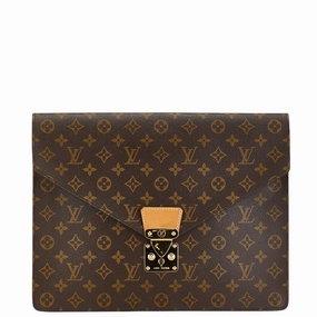 Louis Vuitton Monogram Porte Document Senator Business Bag Backpack M53335 Brown PVC Leather Mens LOUIS VUITTON