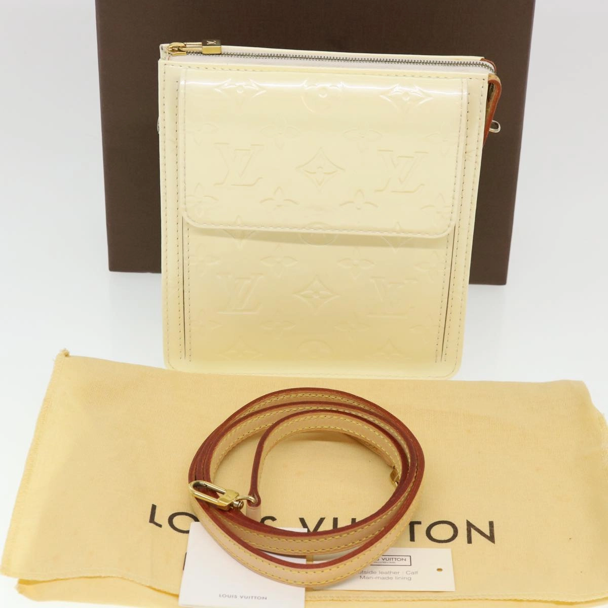 LOUIS VUITTON Monogram Vernis Motto Shoulder Bag Broncorail M91339 LV 39153