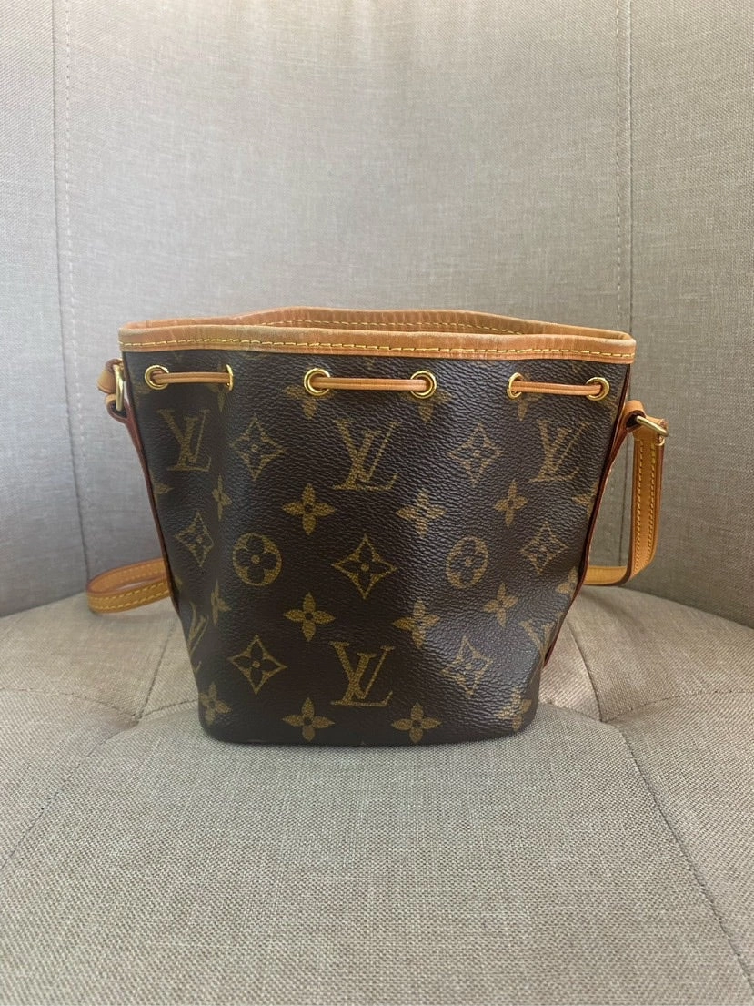 Louis Vuitton Nano Noe Brown Monogram Canvas Crossbody Bag 13x16cm