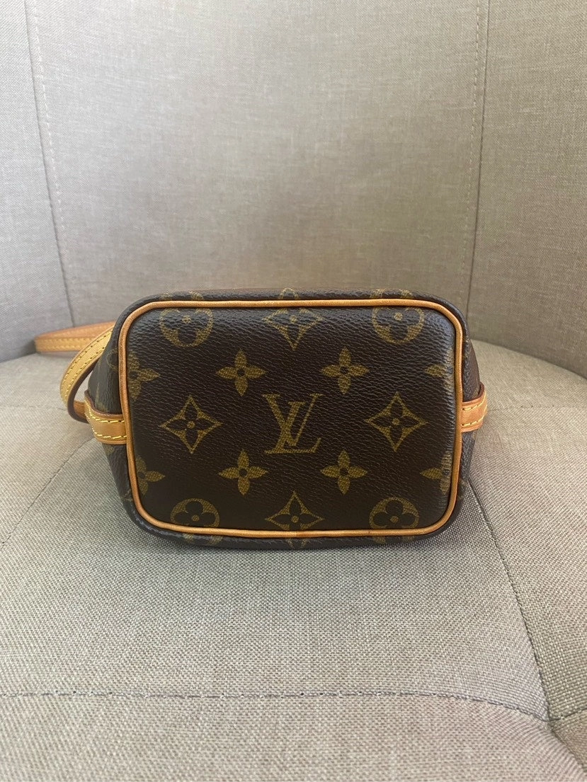 Louis Vuitton Nano Noe Brown Monogram Canvas Crossbody Bag 13x16cm
