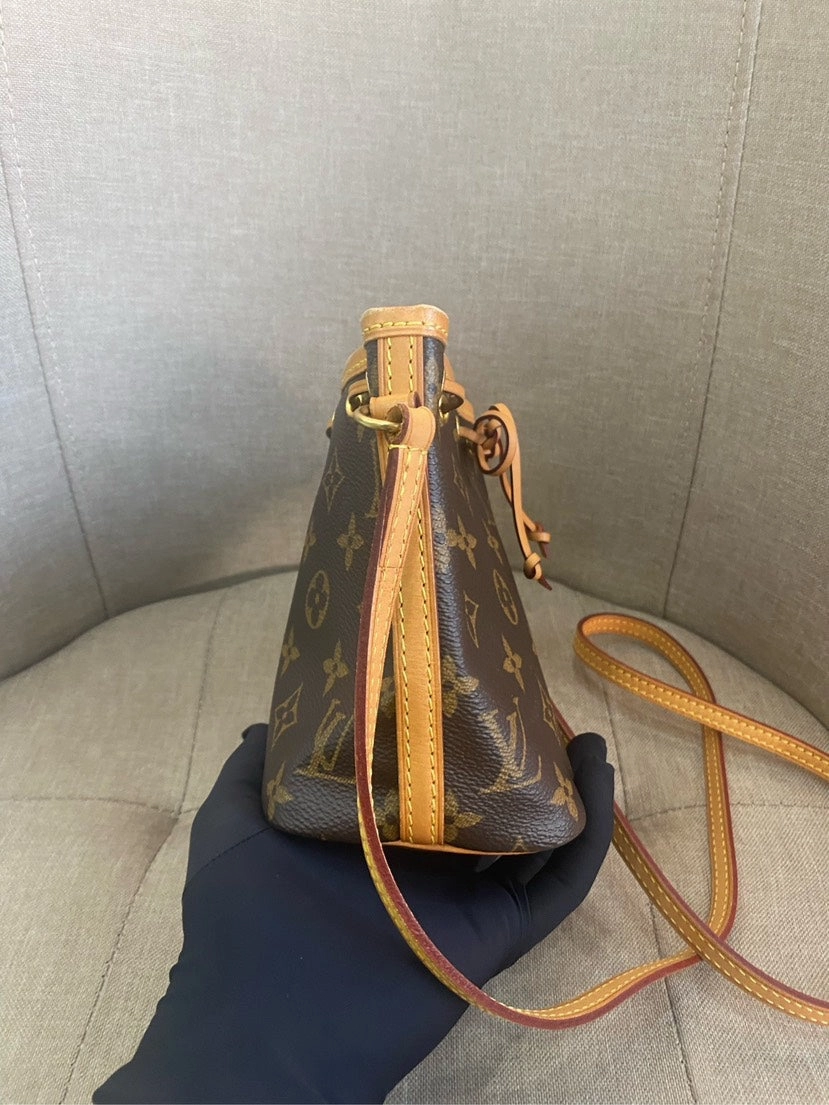 Louis Vuitton Nano Noe Brown Monogram Canvas Crossbody Bag 13x16cm