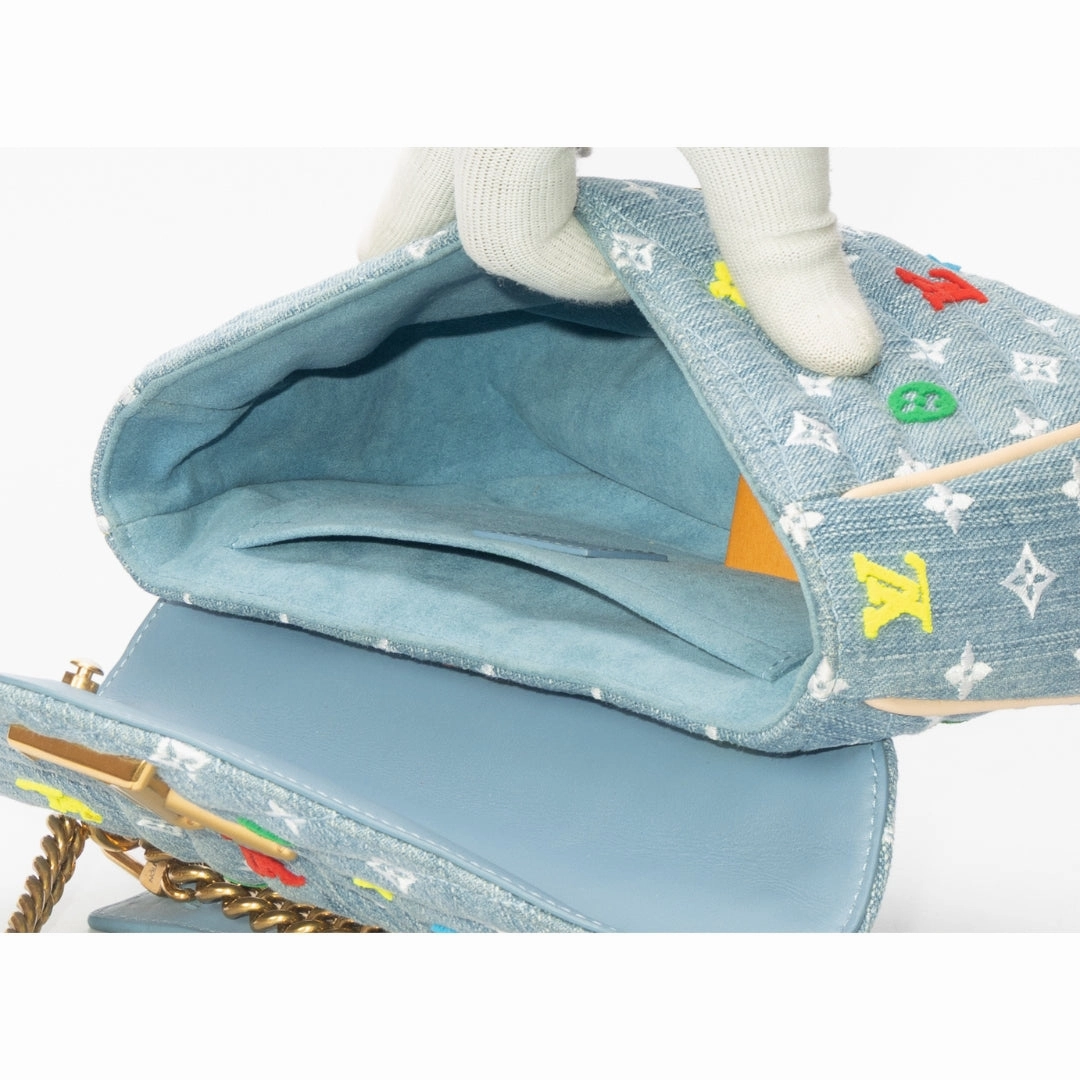 Louis Vuitton New Wave Embroidered Monogram Denim MM Shoulder Bag