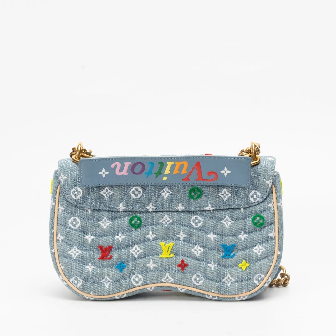 Louis Vuitton New Wave Embroidered Monogram Denim MM Shoulder Bag