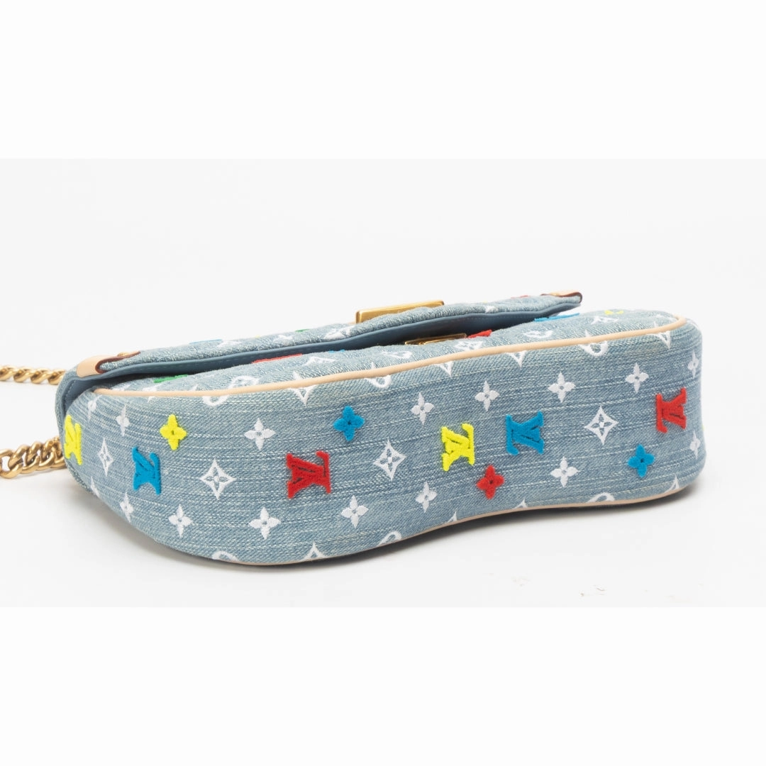 Louis Vuitton New Wave Embroidered Monogram Denim MM Shoulder Bag
