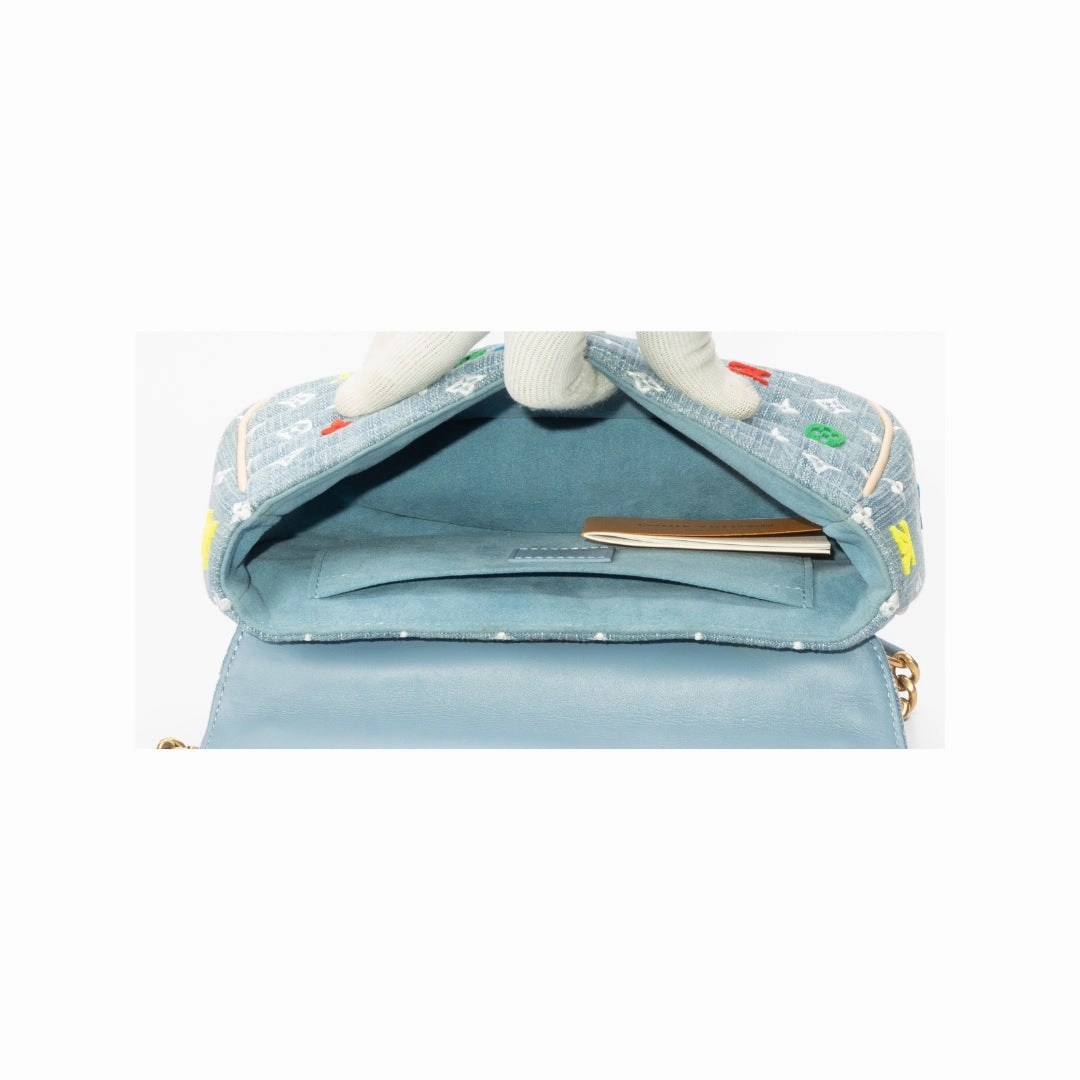 Louis Vuitton New Wave Embroidered Monogram Denim MM Shoulder Bag