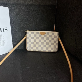 Louis Vuitton White Damier Azur Double Zip Crossbody Bag 20cm