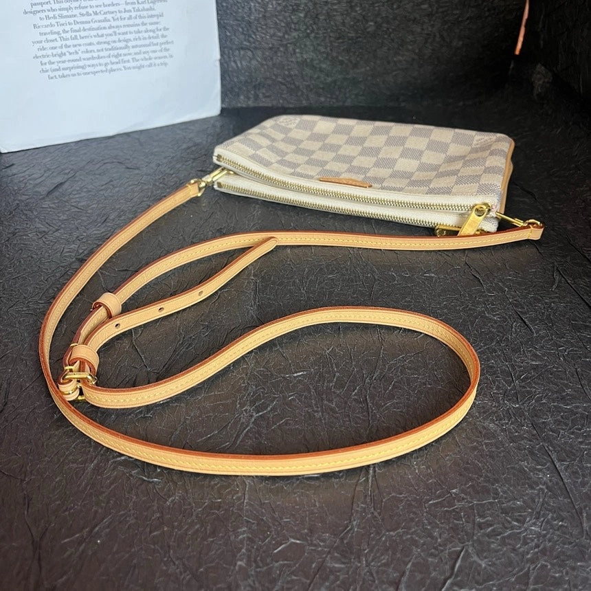 Louis Vuitton White Damier Azur Double Zip Crossbody Bag 20cm