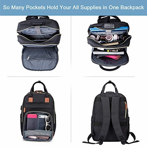 LOVEVOOK Laptop Backpack for Men & Women Unisex Travel Anti-Theft Bag Business Computer Backpacks Purse College School Student Bookbag, Casual Hiking Daypack with Lock, 15.6 Inch, Black