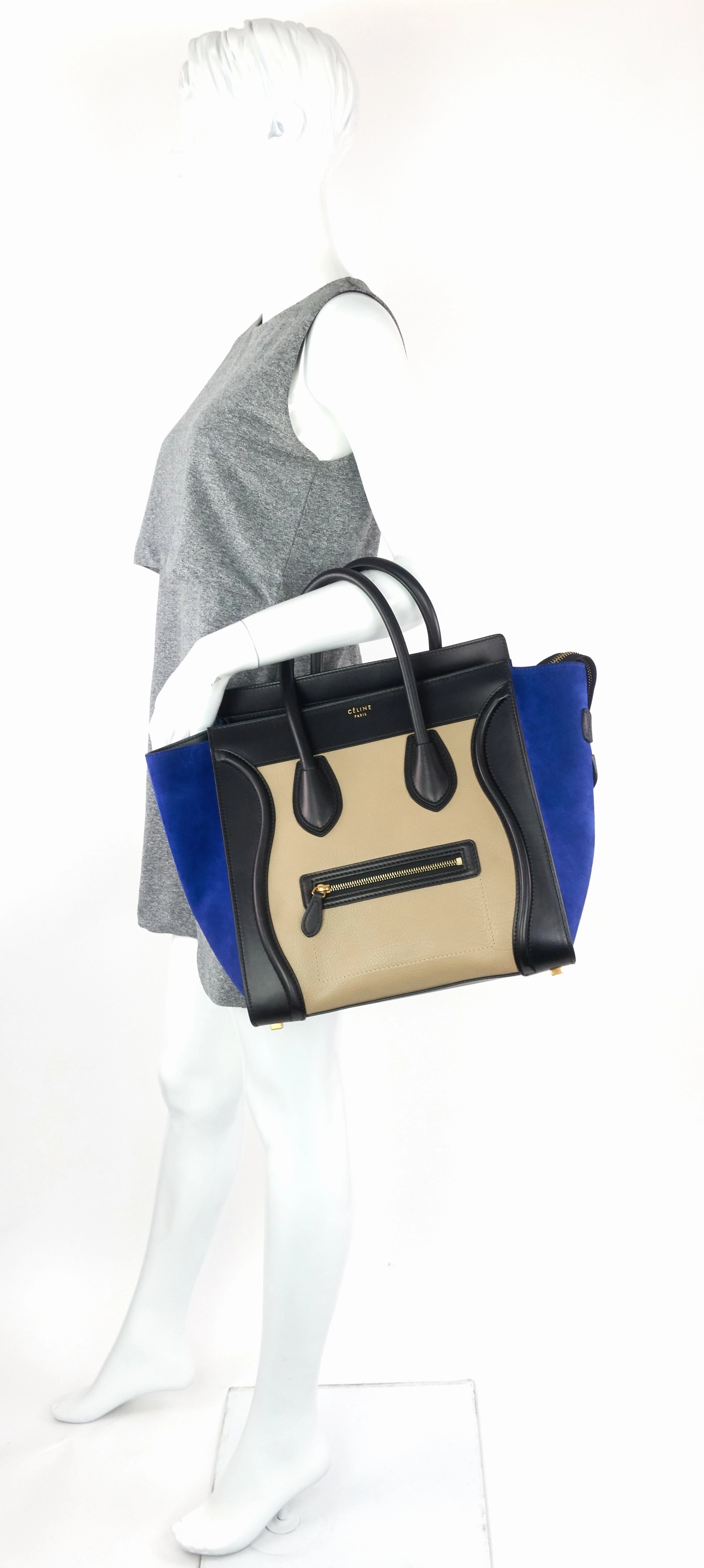 Luggage Mini Tricolour Leather and Suede Bag