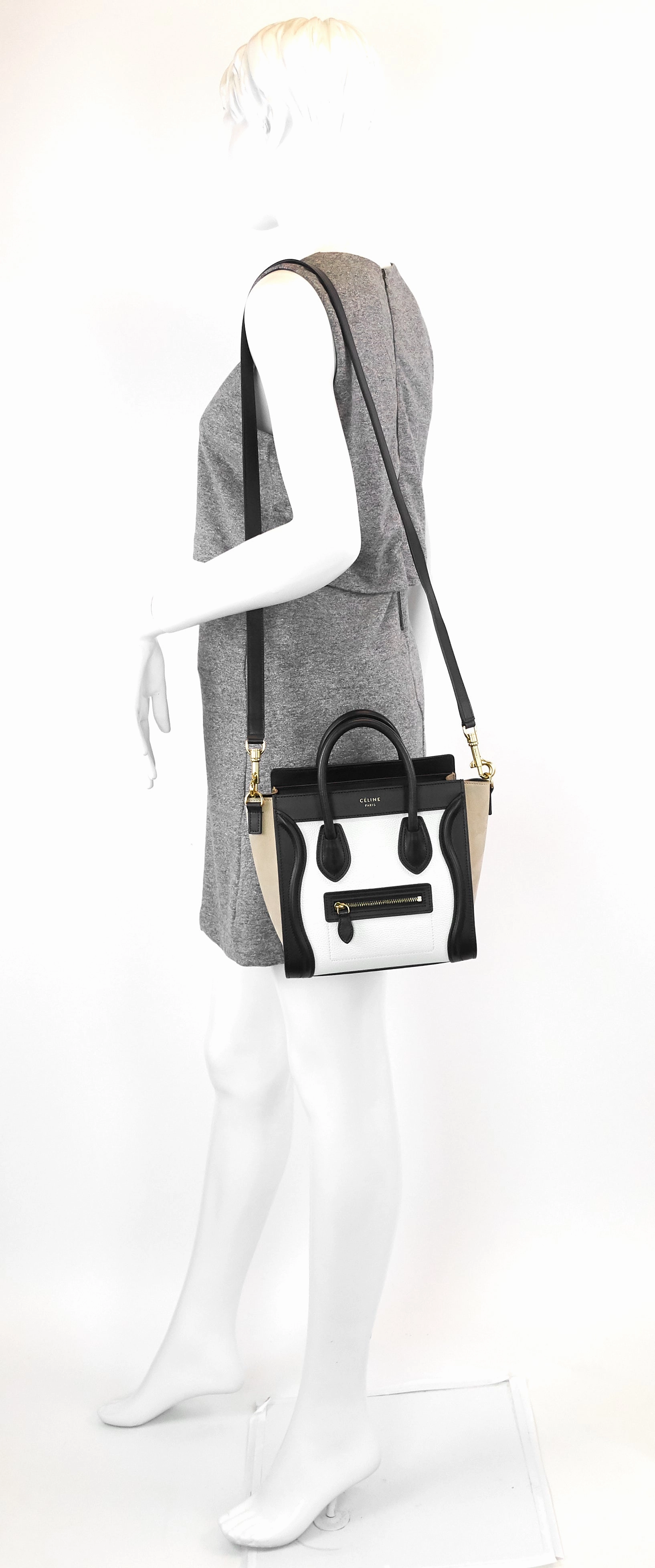 Luggage Nano Tricolor Calfskin and Suede Bag