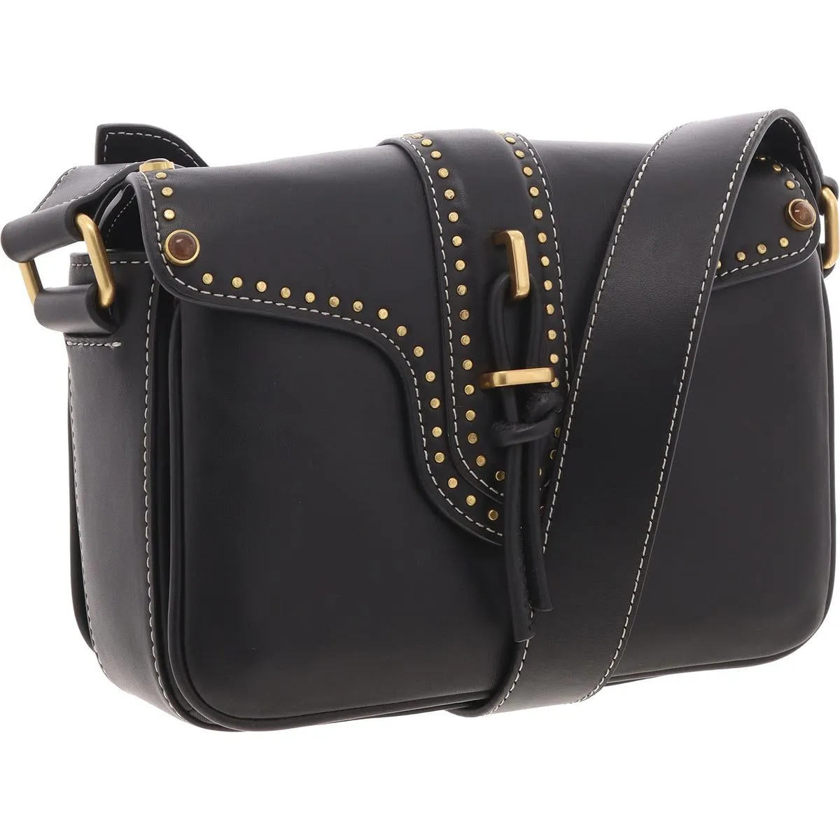 Maecy Womens Studded Leather Crossbody Handbag