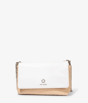 Magdie magnolia eyelet raffia crossbody in ecru