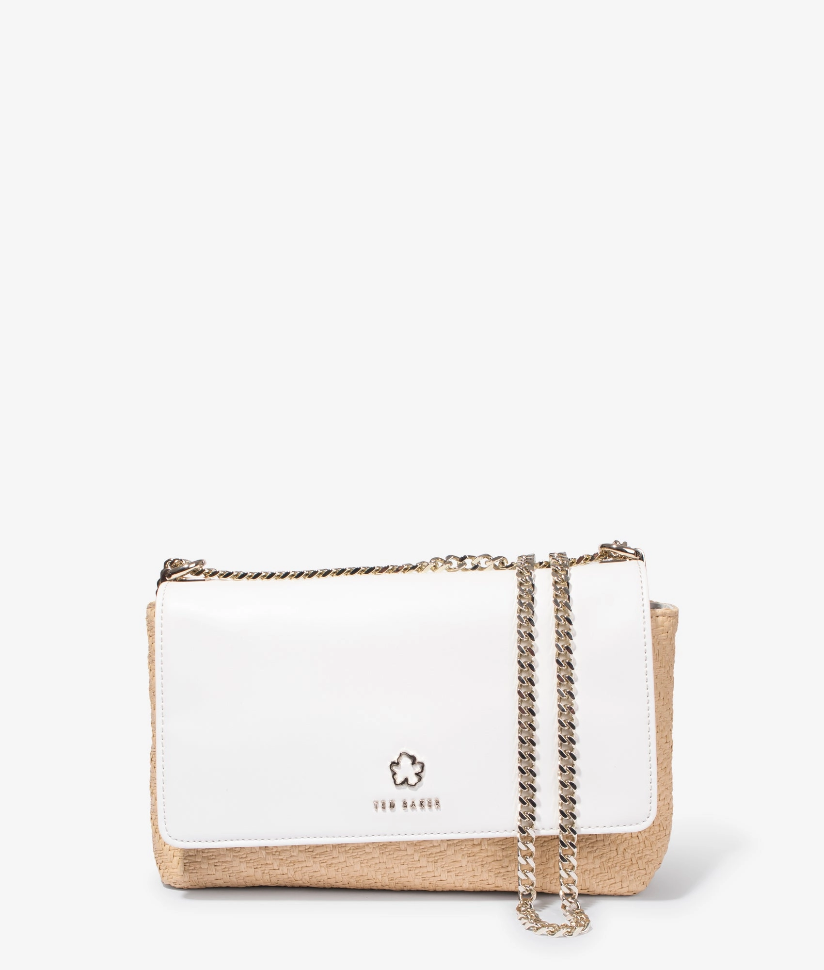 Magdie magnolia eyelet raffia crossbody in ecru