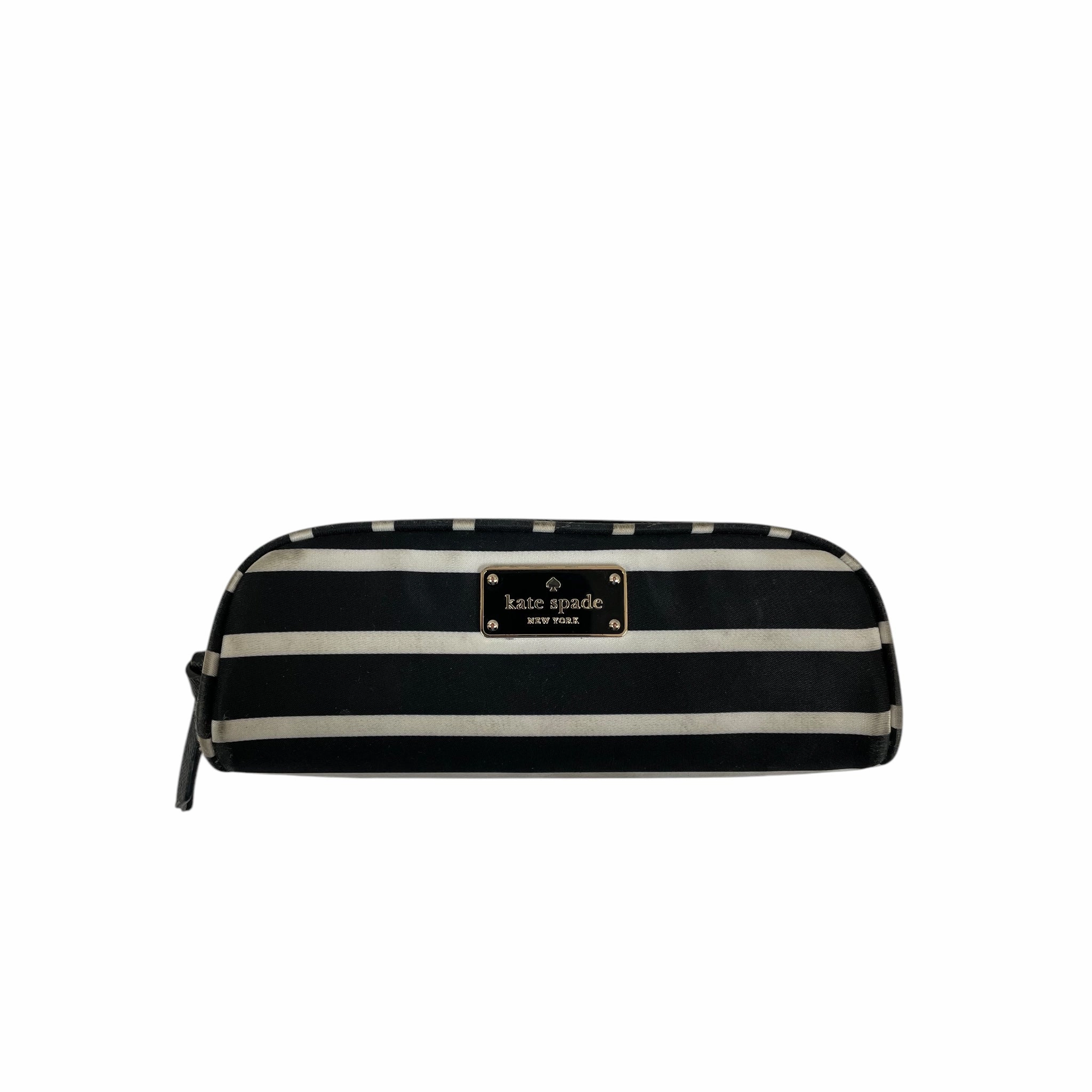 Makeup Bag Designer By Kate Spade In Black & White, Size:Small