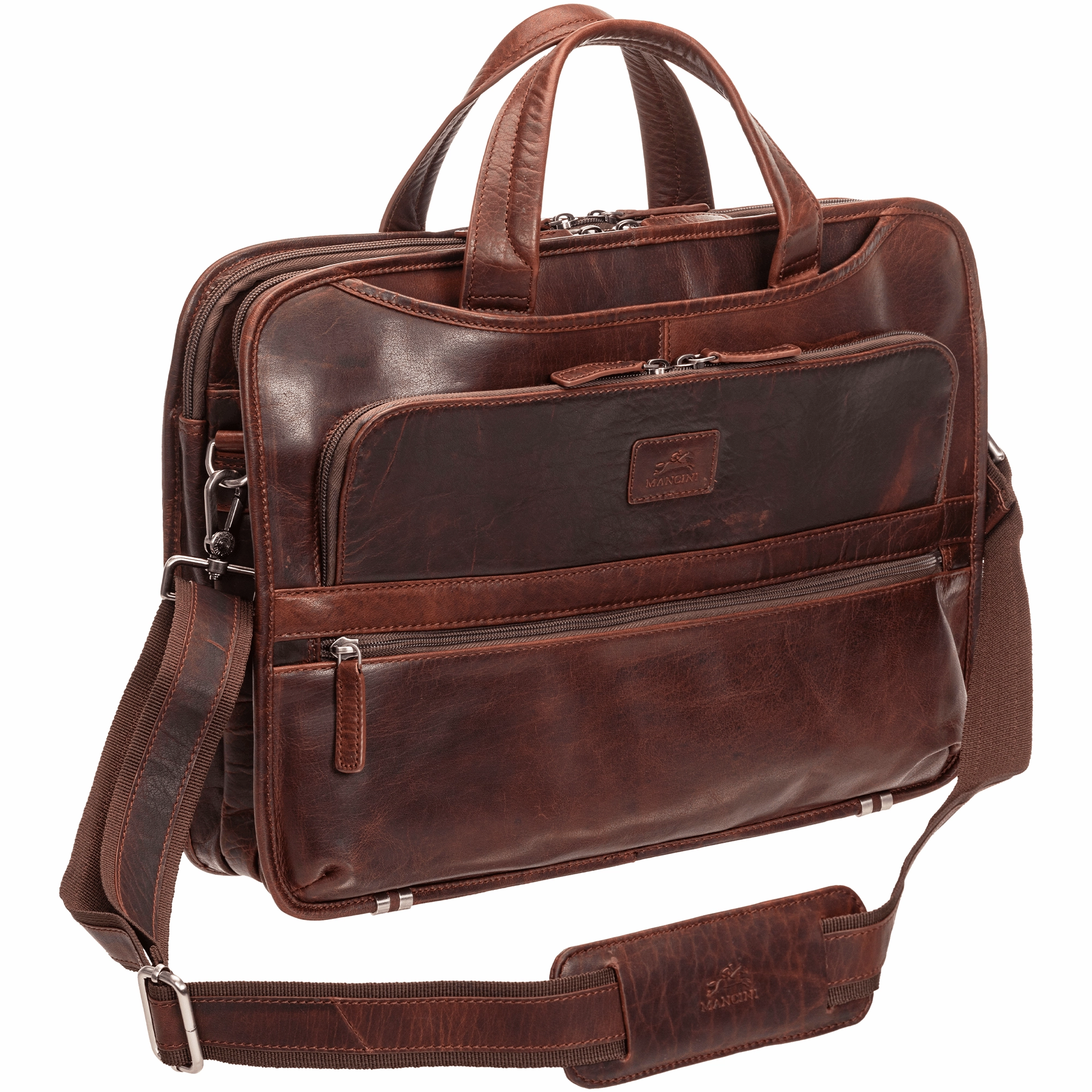 Mancini BUFFALO Triple Compartment Briefcase for 15.6 Laptop / Tablet