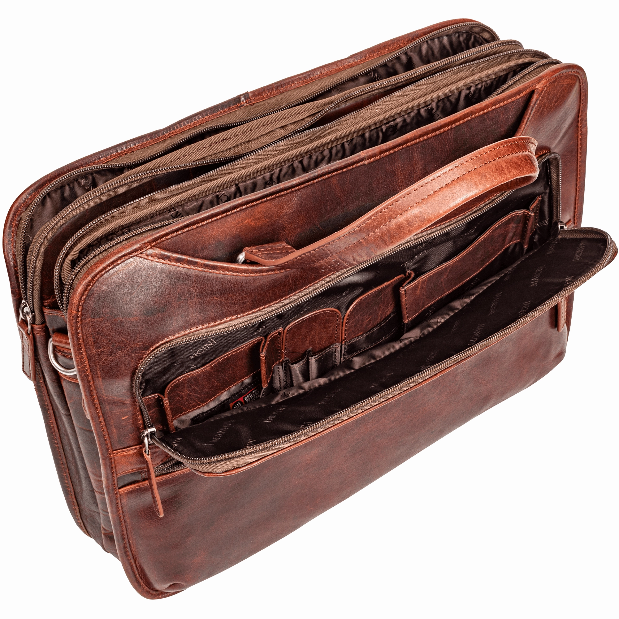 Mancini BUFFALO Triple Compartment Briefcase for 15.6 Laptop / Tablet