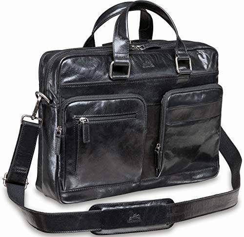 Mancini Double Compartment 15.6" Laptop/Tablet Briefcase in Black