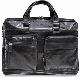 Mancini Double Compartment 15.6" Laptop/Tablet Briefcase in Black