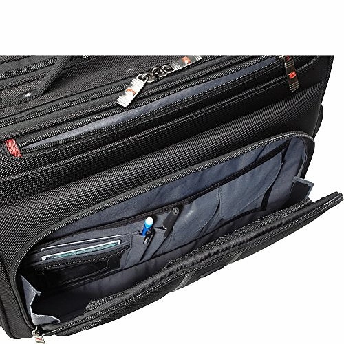Mancini Leather Goods CompuRoller-Double Compartment Wheeled Laptop Briefcase