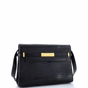 Manhattan Shoulder Bag Crocodile Embossed Leather Medium
