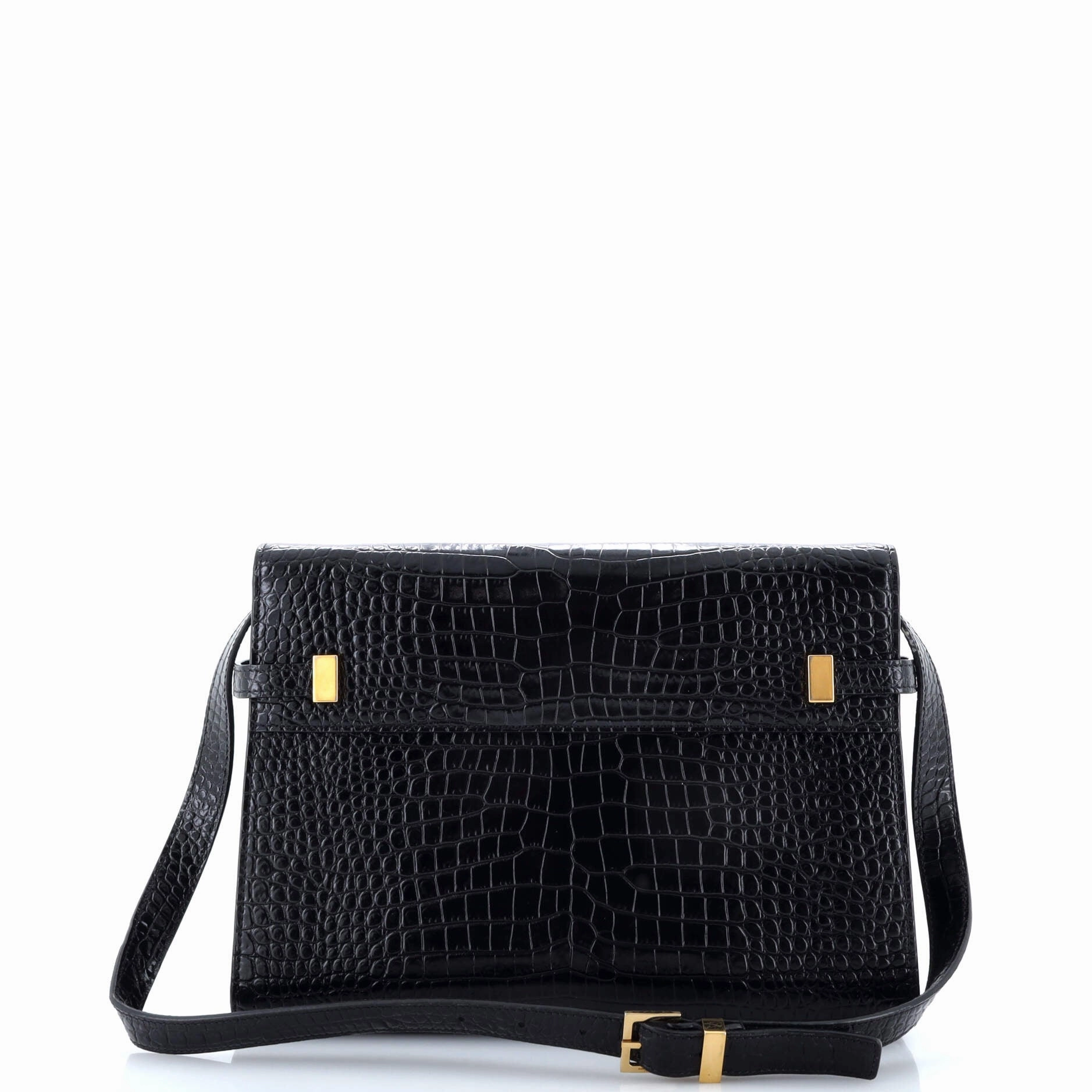 Manhattan Shoulder Bag Crocodile Embossed Leather Medium
