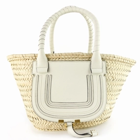 Marcie Raffia and Calfskin Basket Bag