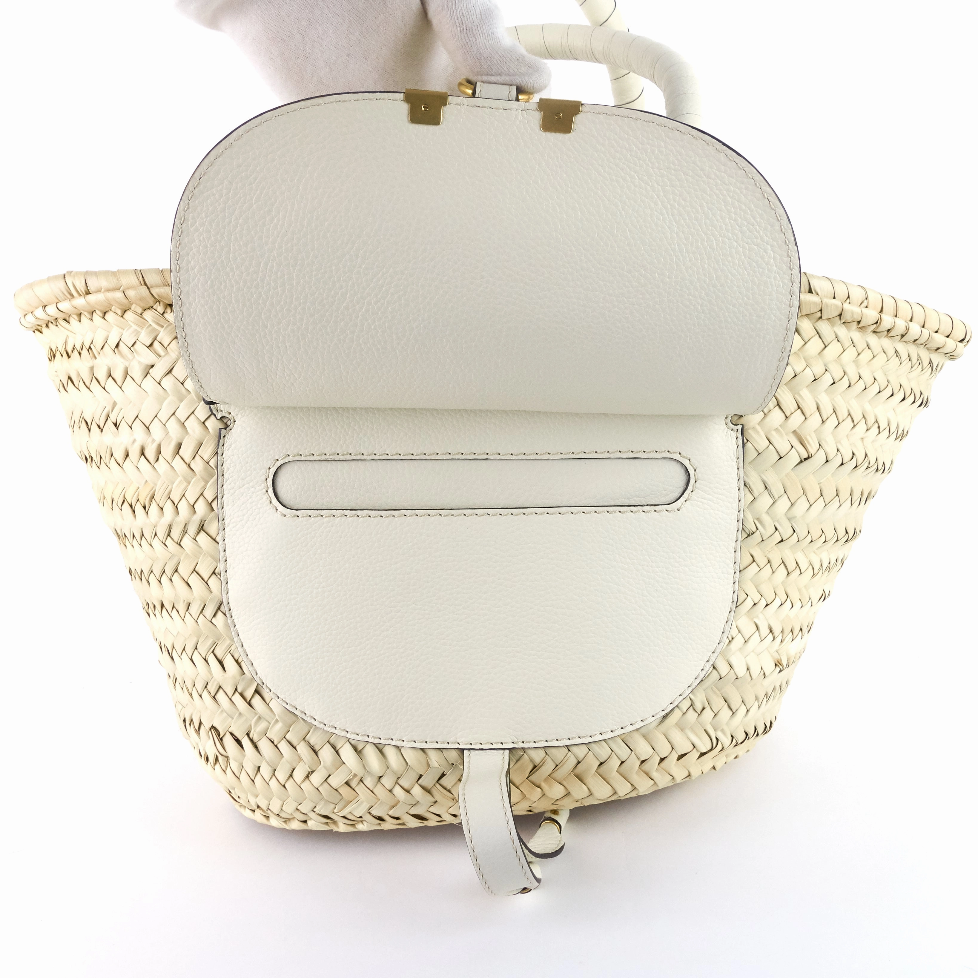 Marcie Raffia and Calfskin Basket Bag