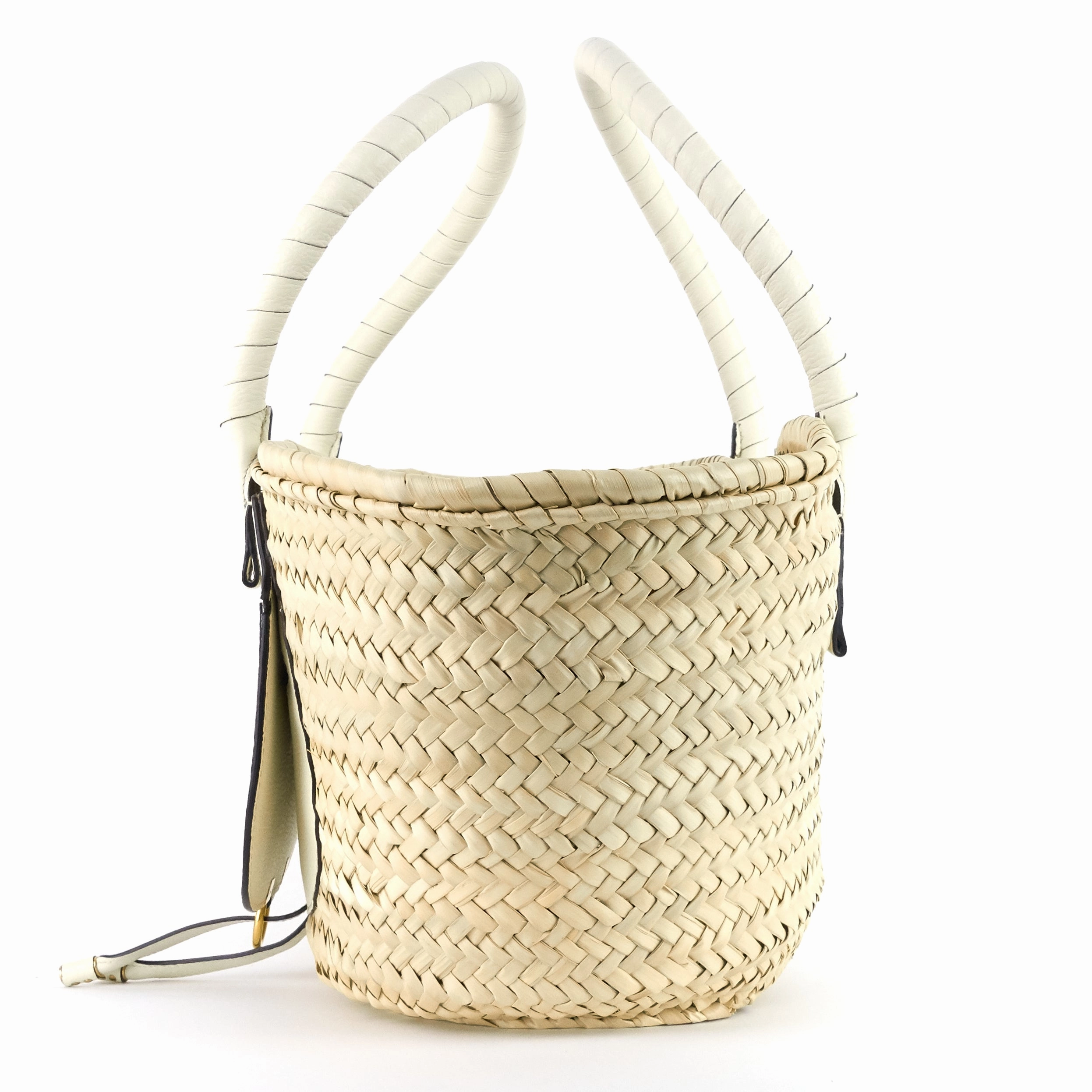 Marcie Raffia and Calfskin Basket Bag