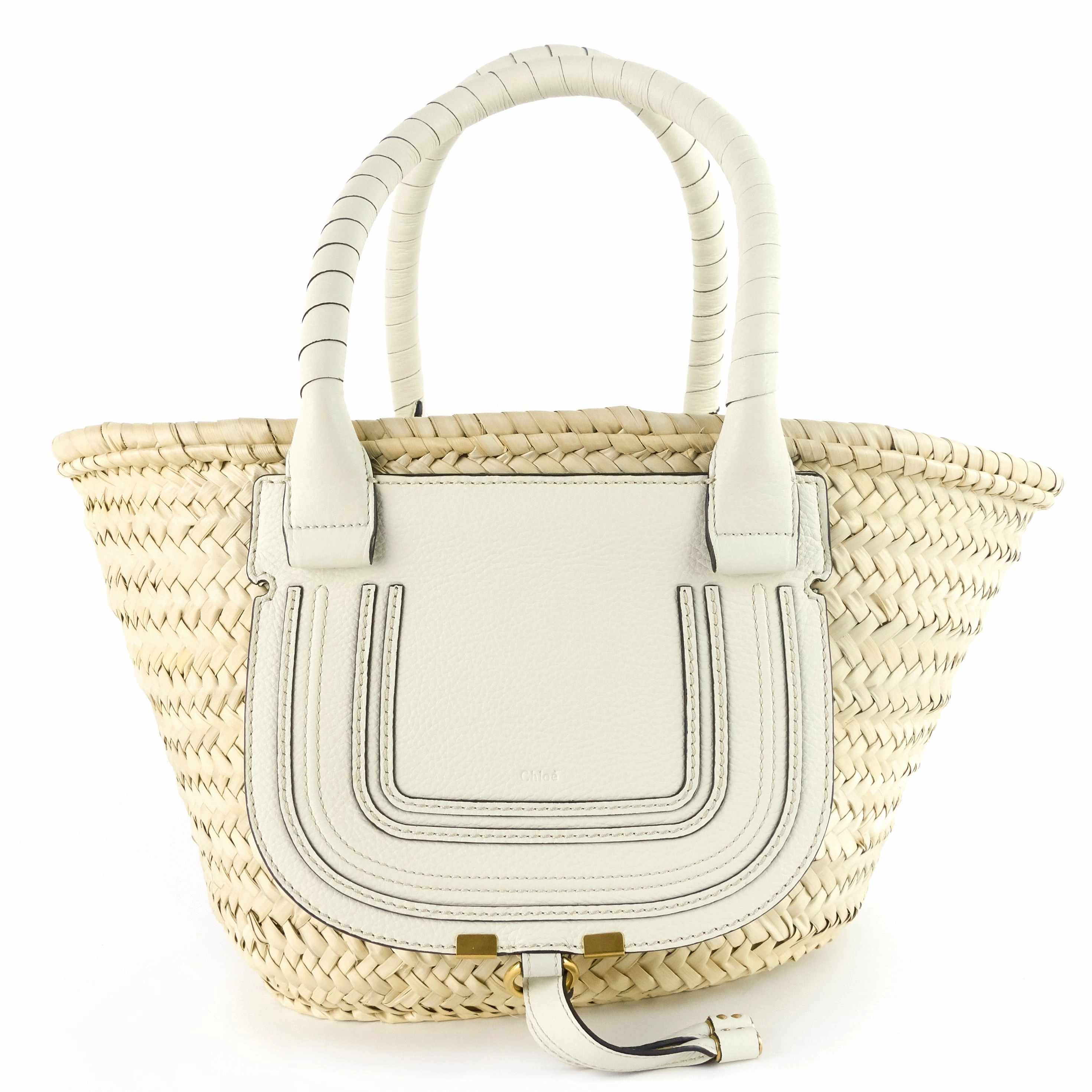 Marcie Raffia and Calfskin Basket Bag