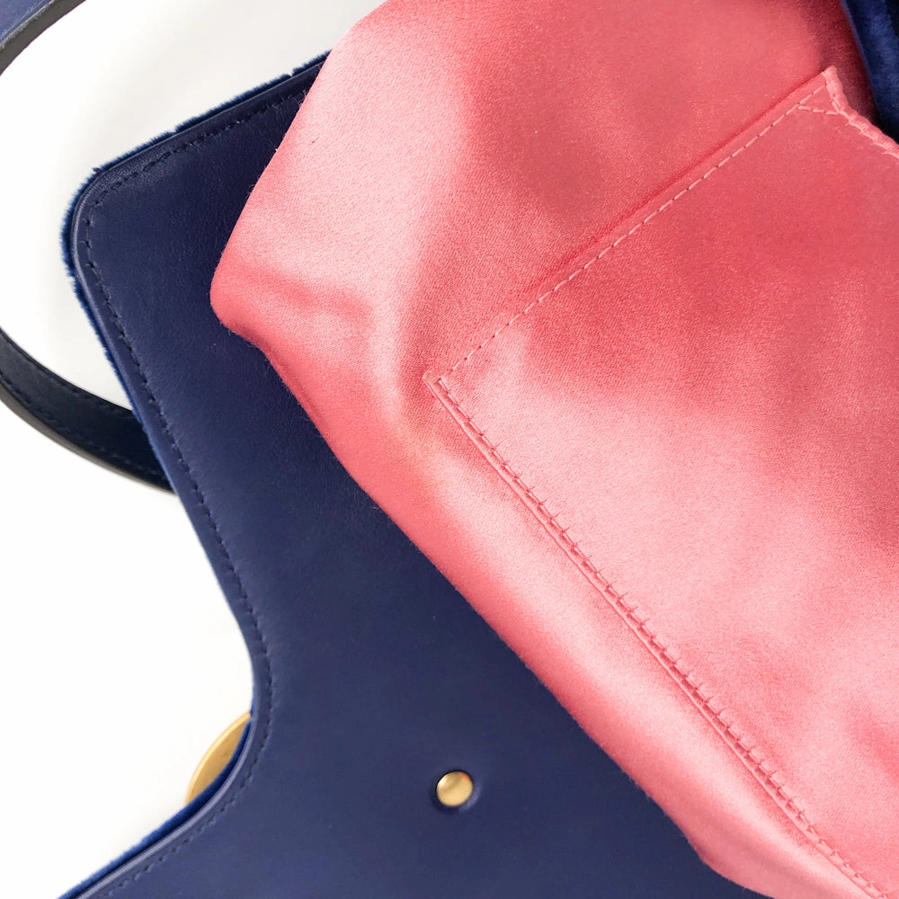 Marmont Matelasse Medium Shoulder Bag in Blue Velvet