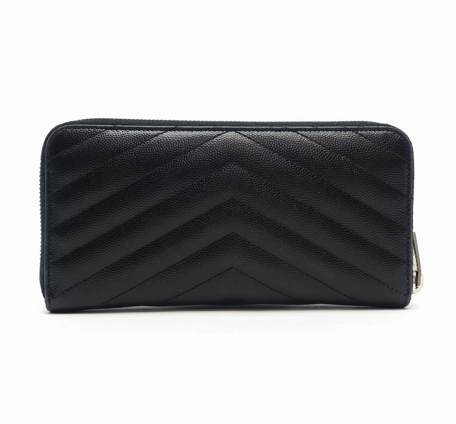Matelasse Chevron Calf Leather Zip Around Wallet