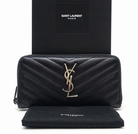 Matelasse Chevron Calf Leather Zip Around Wallet