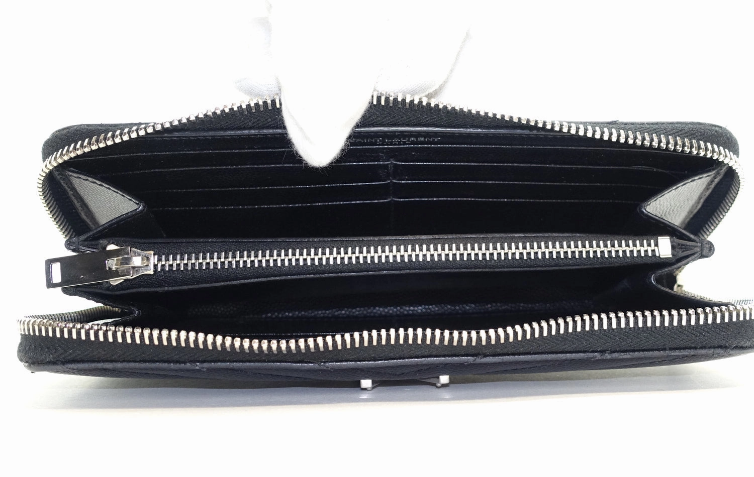 Matelasse Chevron Calf Leather Zip Around Wallet