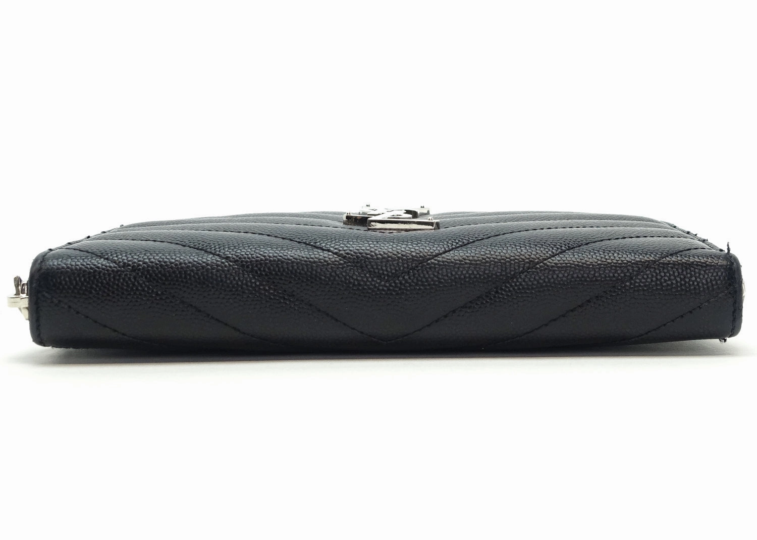 Matelasse Chevron Calf Leather Zip Around Wallet