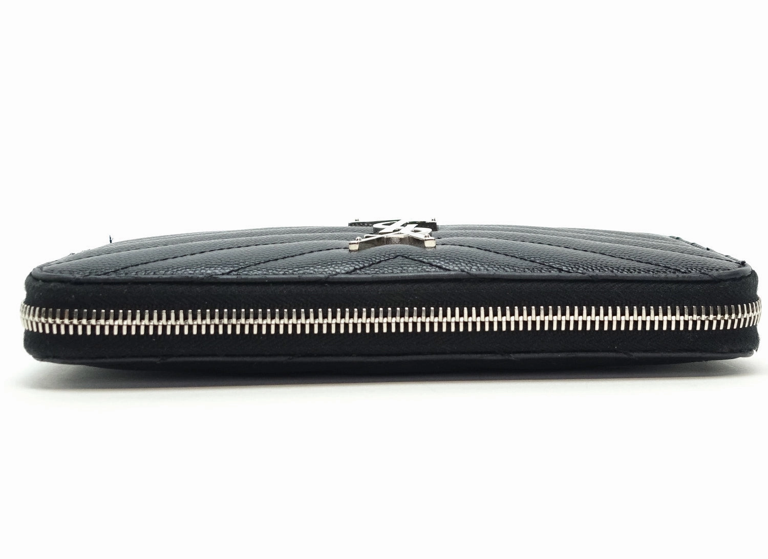 Matelasse Chevron Calf Leather Zip Around Wallet