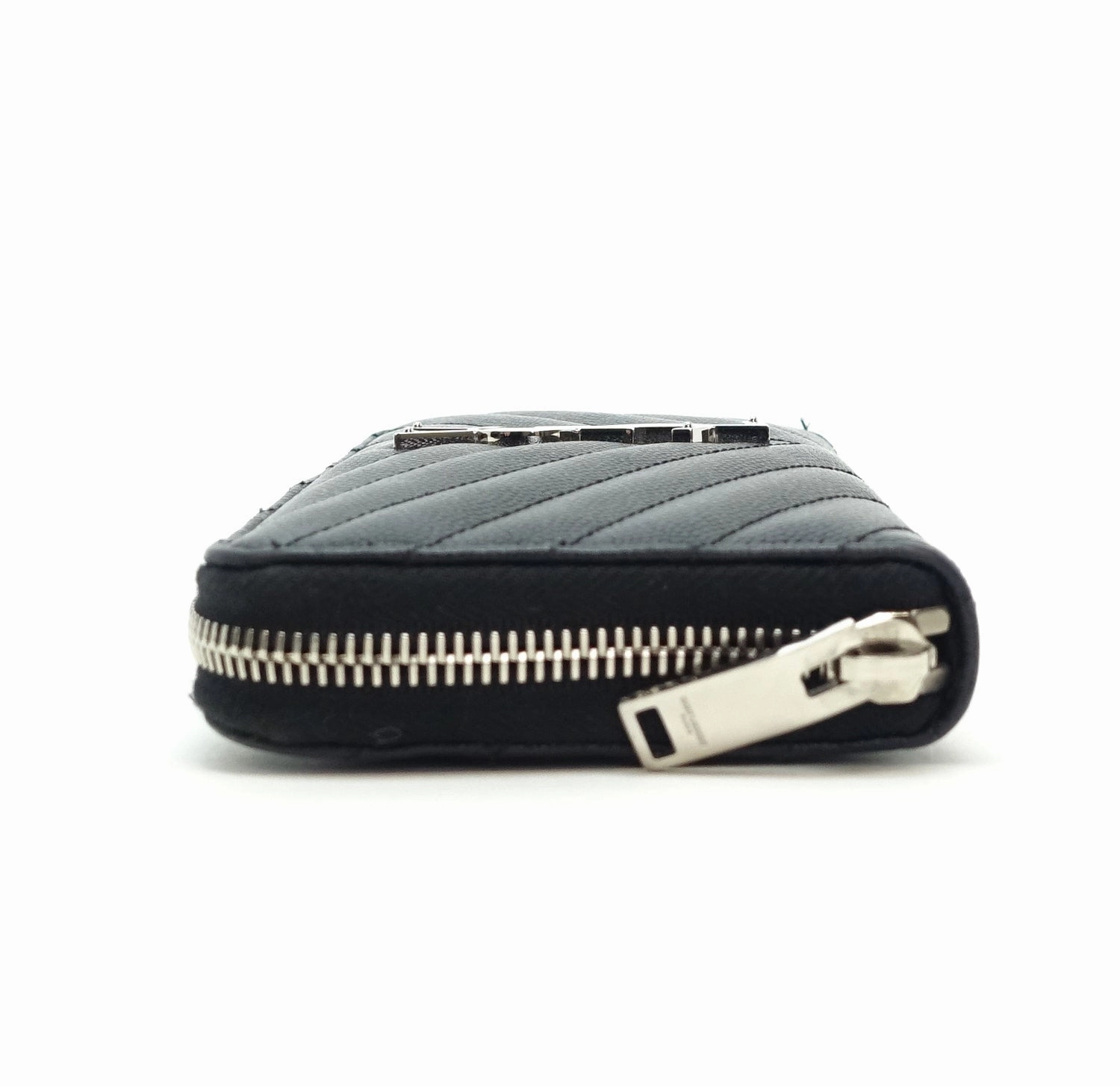 Matelasse Chevron Calf Leather Zip Around Wallet