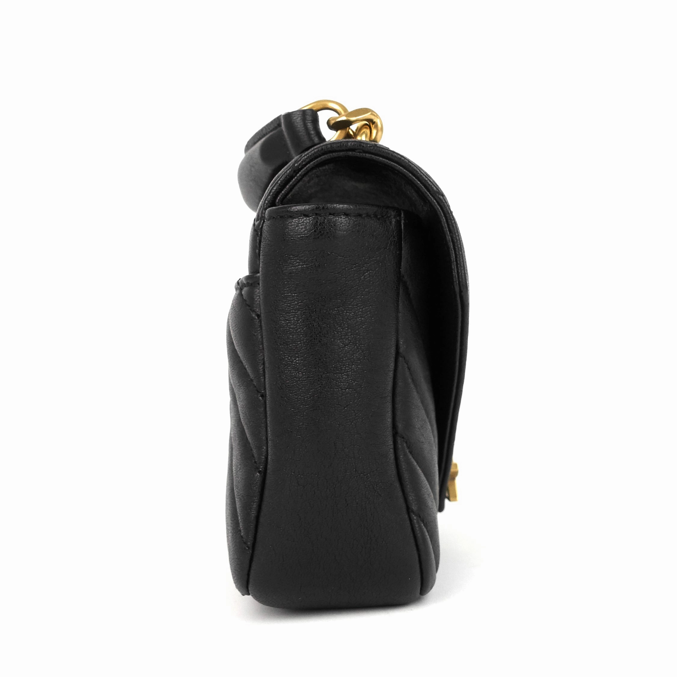 Matelasse Chevron Leather College Chain Wallet