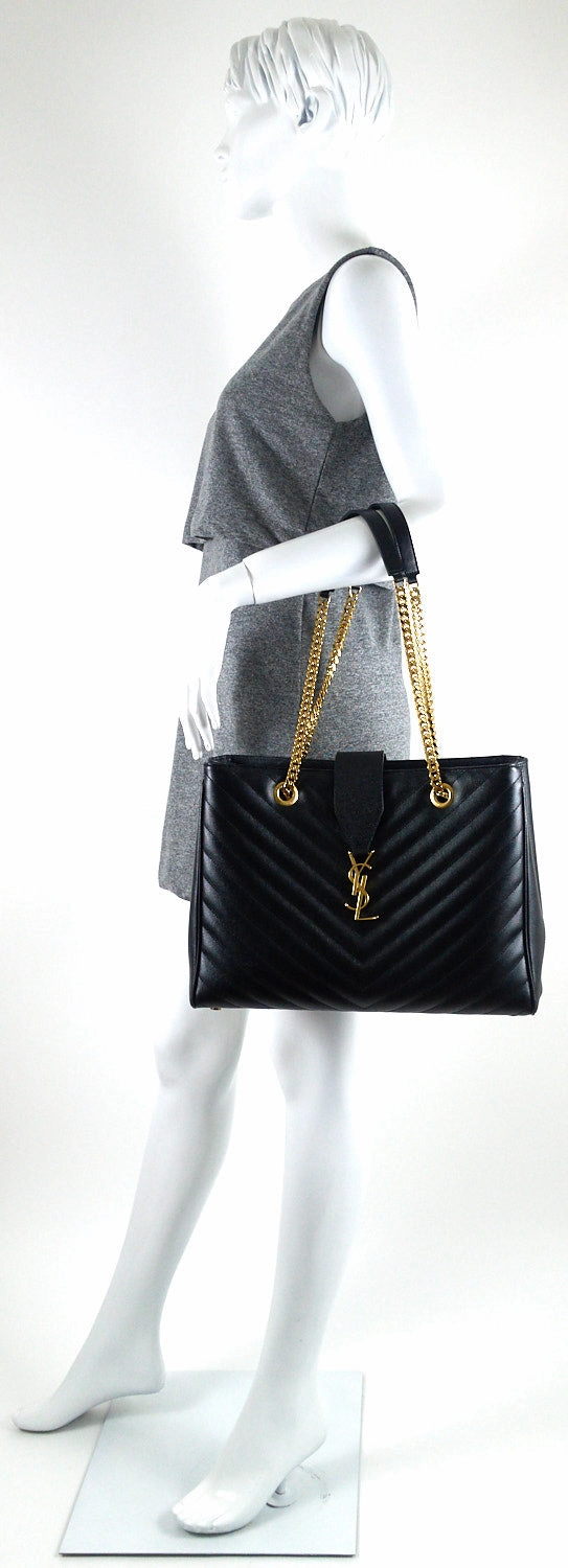 Matelasse Chevron Leather Shopper Bag