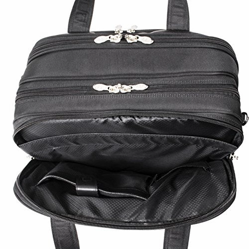 Mcklein, R Series, Chicago, Tech-Lite Ballistic Nylon, 15" Nylon Patented Detachable -Wheeled Laptop Overnight with Removable Briefcase, Black (73585)