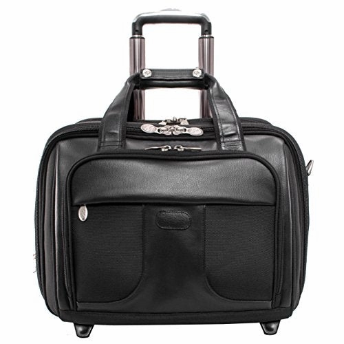 Mcklein, R Series, Chicago, Tech-Lite Ballistic Nylon, 15" Nylon Patented Detachable -Wheeled Laptop Overnight with Removable Briefcase, Black (73585)