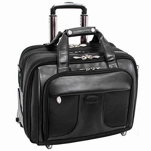 Mcklein, R Series, Chicago, Tech-Lite Ballistic Nylon, 15" Nylon Patented Detachable -Wheeled Laptop Overnight with Removable Briefcase, Black (73585)